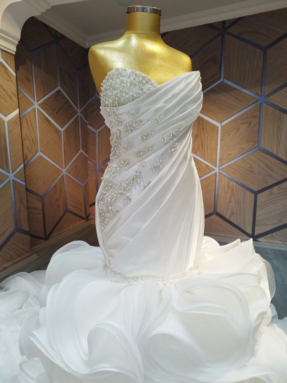 Strapless Organza Skirt Mermaid Wedding Dress + Complete Bridal Bundle & Free Shipping