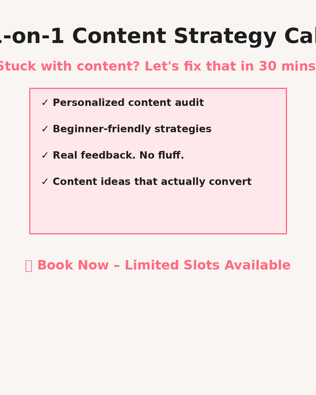 1-on-1 Content Strategy Session (30 Mins)