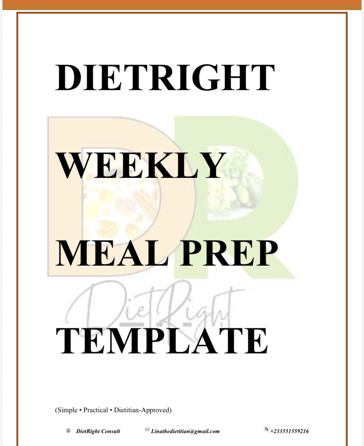 DietRight Weekly Meal Prep Template