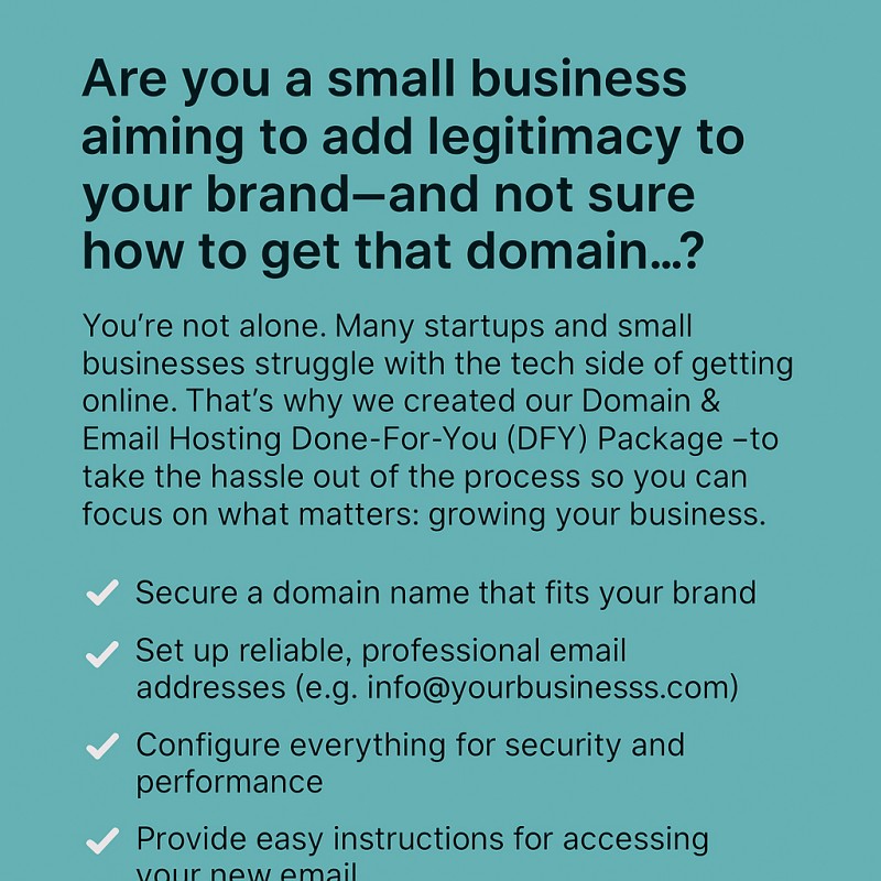Domain and Email Hosting DFY (Done for You) Package