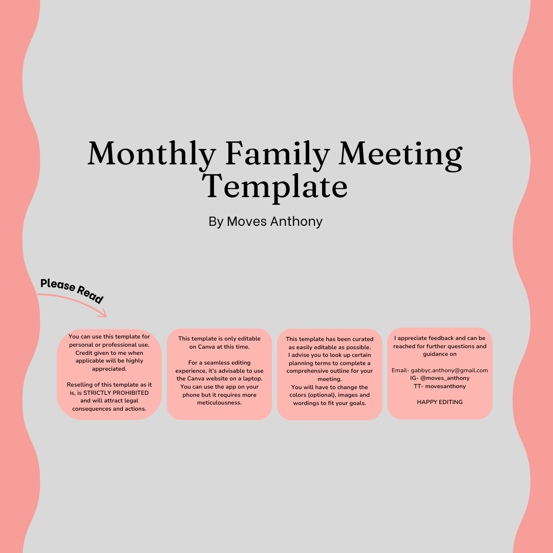 Family Meeting - Monthly Family Meeting  Canva Template by Moves Anthony