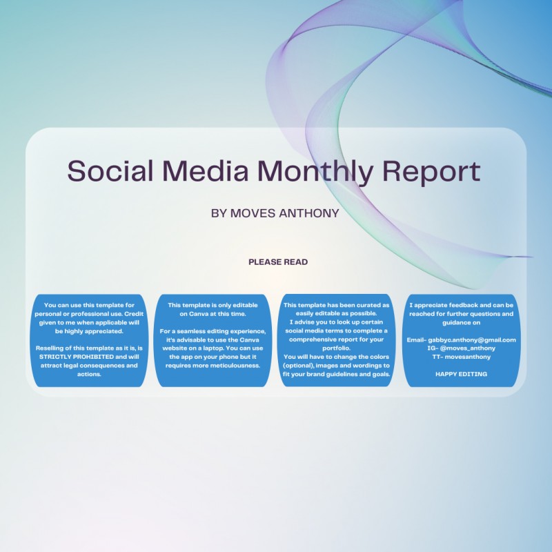 Social Media Report Aqua Template - Canva by Moves Anthony