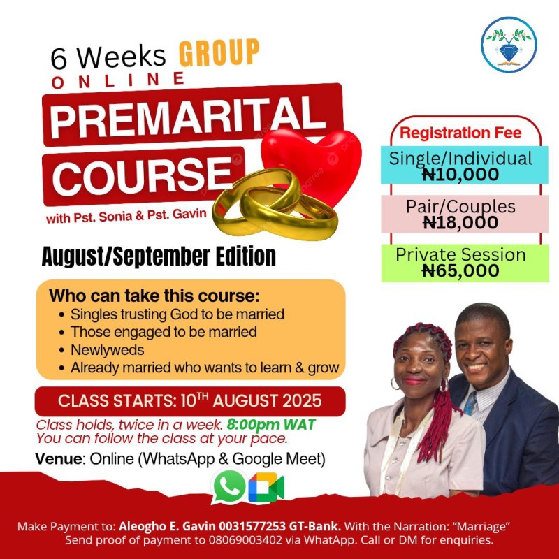 PREMARITAL COURSE - August/September 2025 Edition