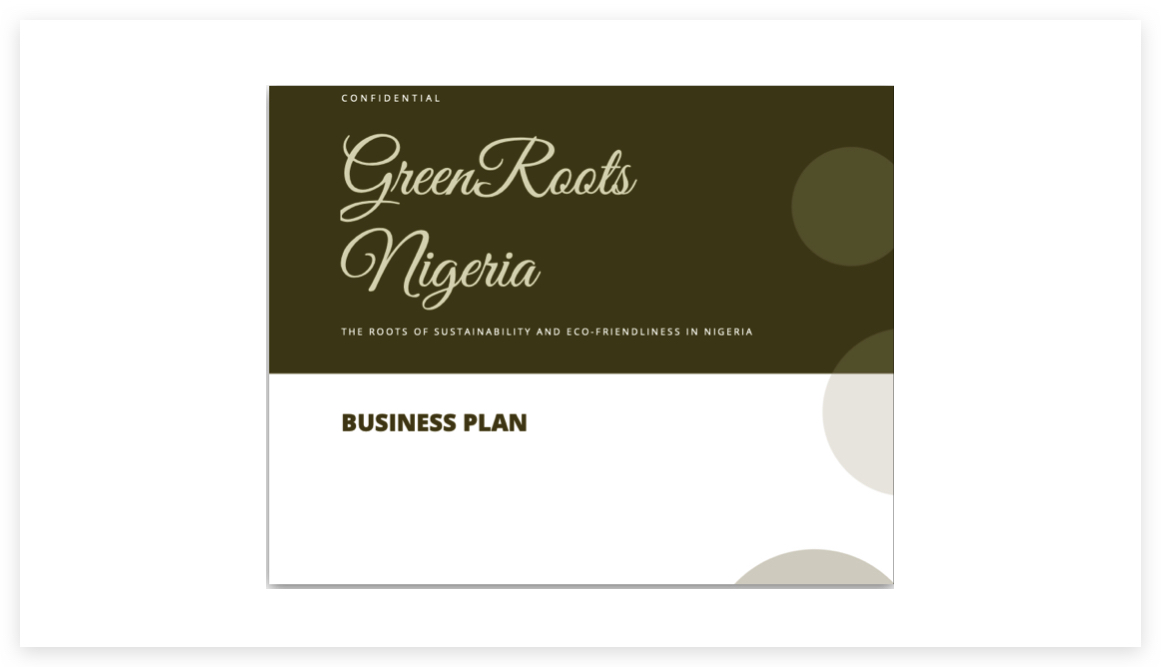GreenRoots - Business Plan for Sustainable and Eco-Friendliness products in Nigeria