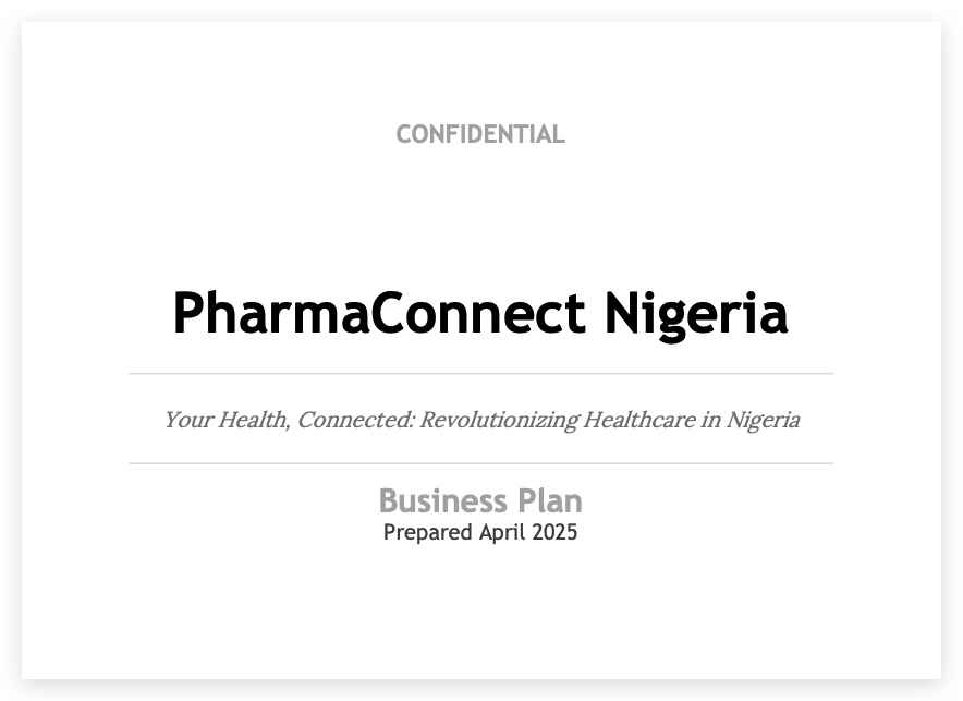PharmaConnect Business Plan