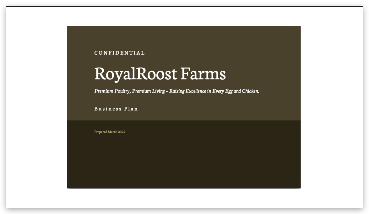 RoyalRoost - Poultry Farming Business Plan