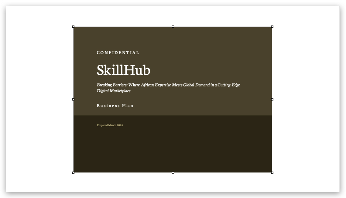 SKILLHUB - Business Plan for Freelance Platform Connecting African Professionals to Global Clients