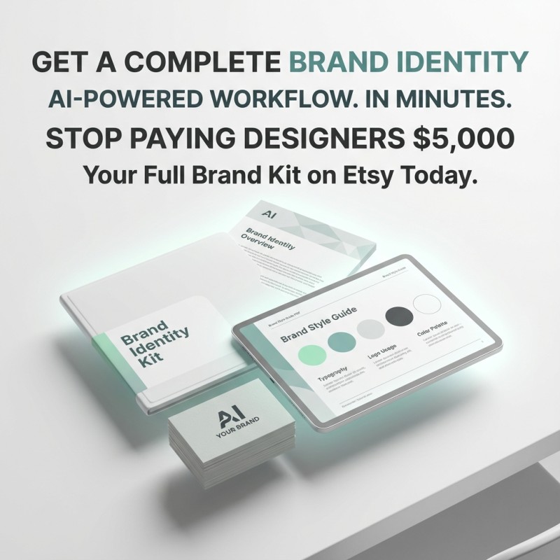 Automated Brand Identity Kit! AI Logo Generator, Style Guide, & Business Assets Template for New Business Startup