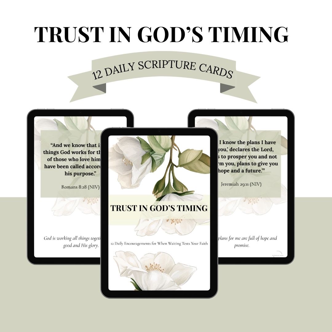 Trust in God's Timing Scripture Cards – 12 Daily Verses (Printable & Digital Set)