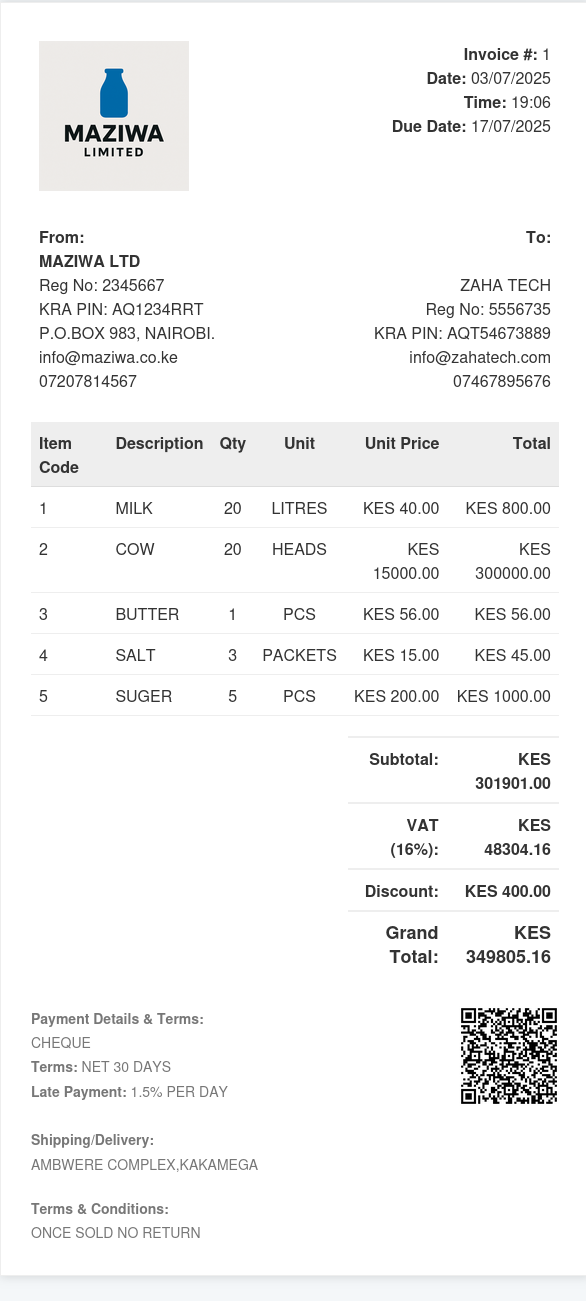 Kenyan Invoice Generator (M-Pesa + KRA Ready, Offline Tool)