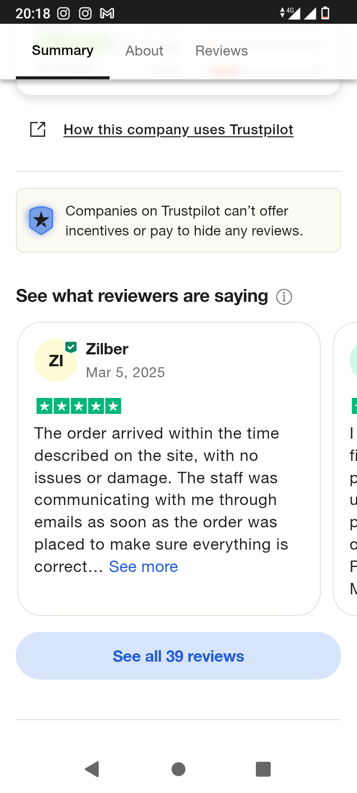 Customer review 1