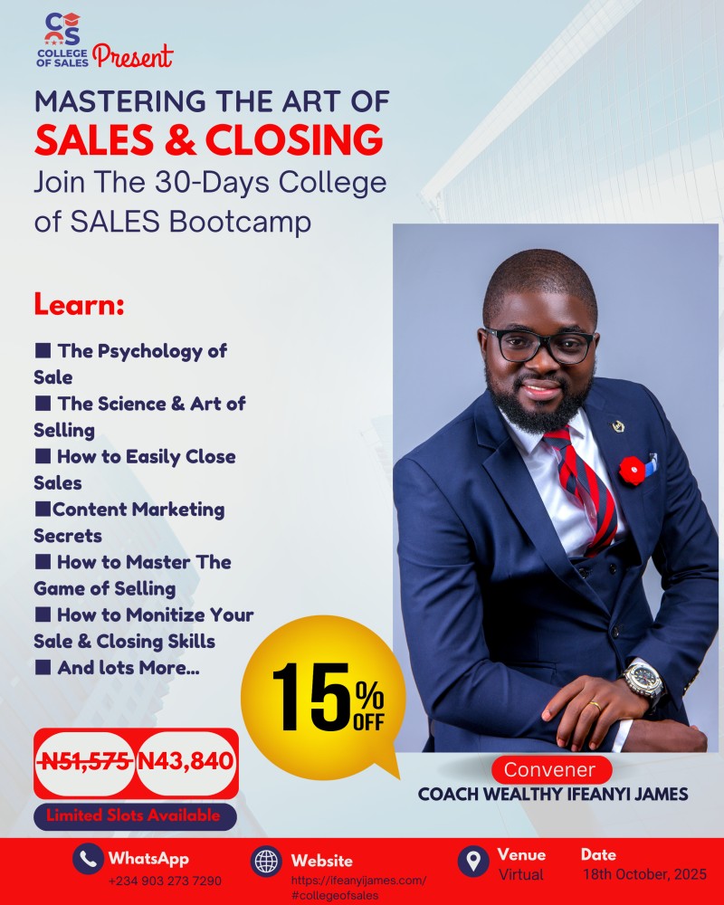 30-DAYS COLLEGE OF SALES BOOTCAMP - TICKET