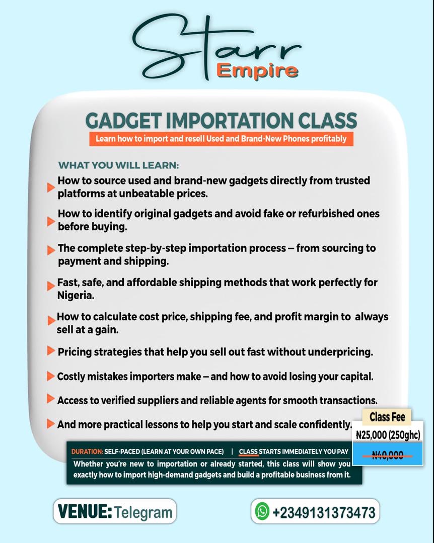 XIANYU & GADGET IMPORTATION CLASS