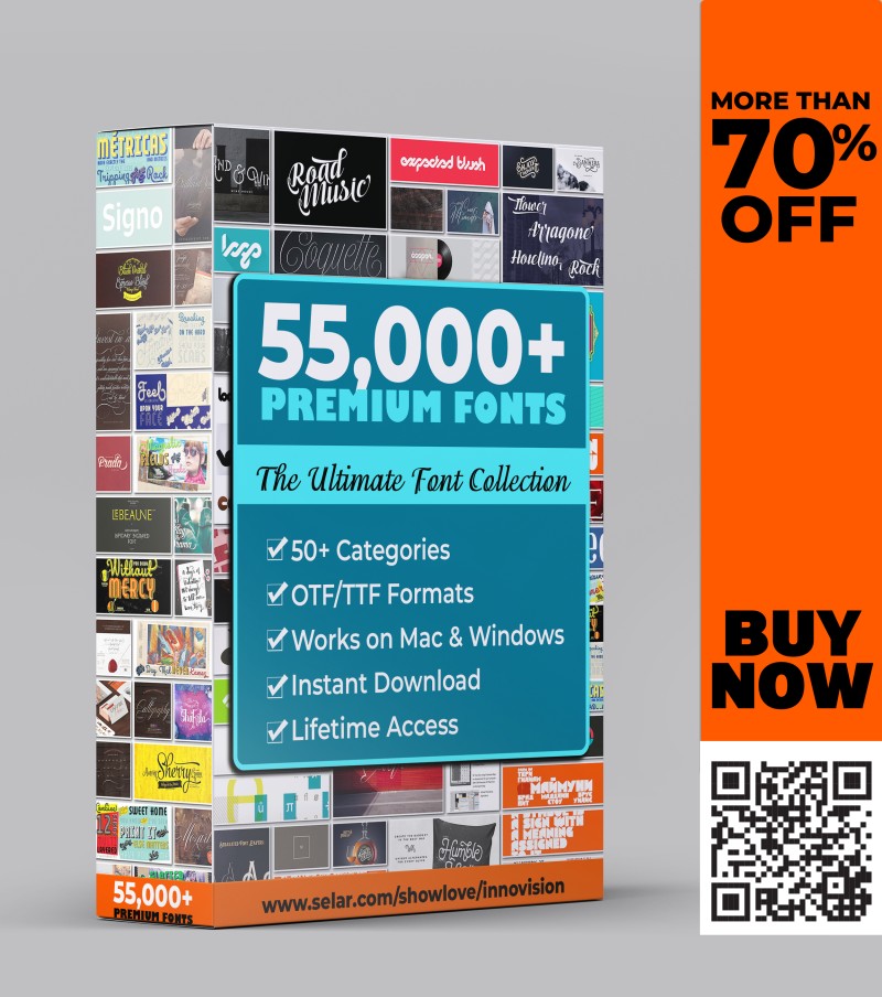 55,000+ Premium Fonts Bundle | OTF/TTF | Graphic Design, Branding & Logo Templates