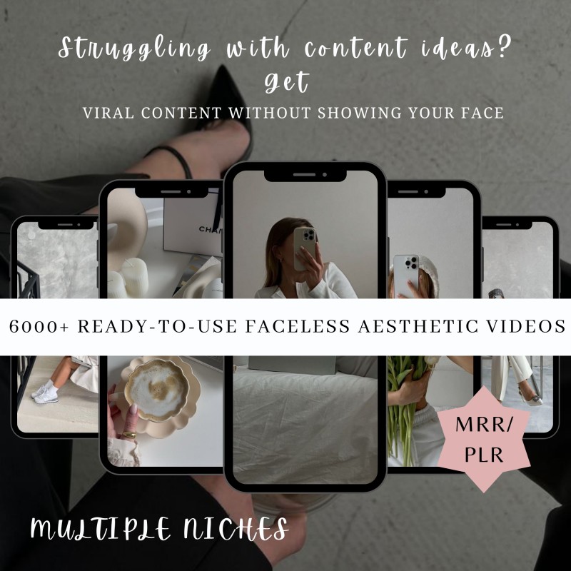 6000+ MRR/PLR Aesthetic Faceless Videos