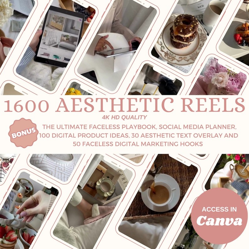 1600 Faceless Aesthetic Reels For Instagram and Tiktok, Reels