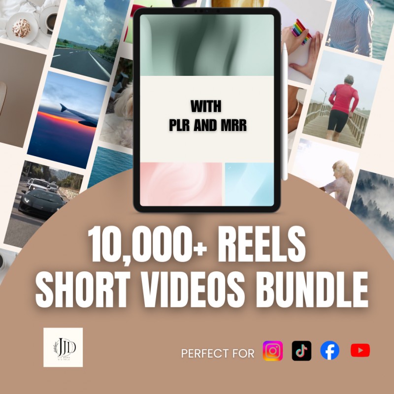 10,000+ REELS SHORT VIDEOS FOR YOUTUBE FACEBOOK TIKTOK INSTAGRAM with PLR and MRR License