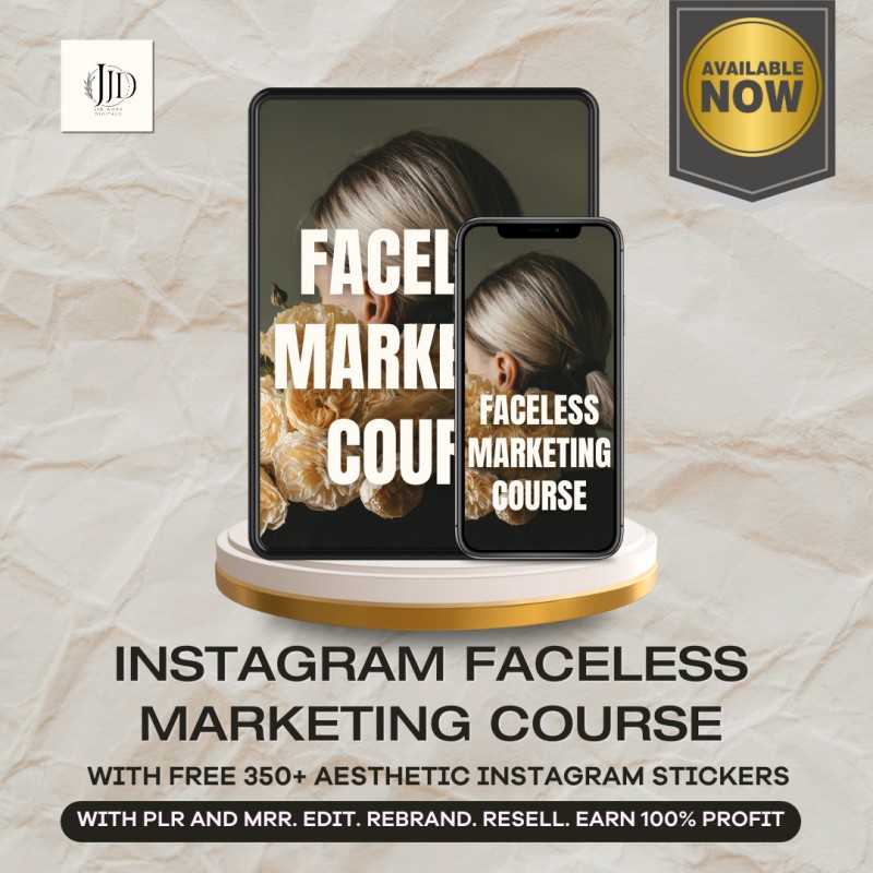 Instagram Faceless Marketing Course with FREE 350 Aesthetic Instagram Stickers with PLR and MRR