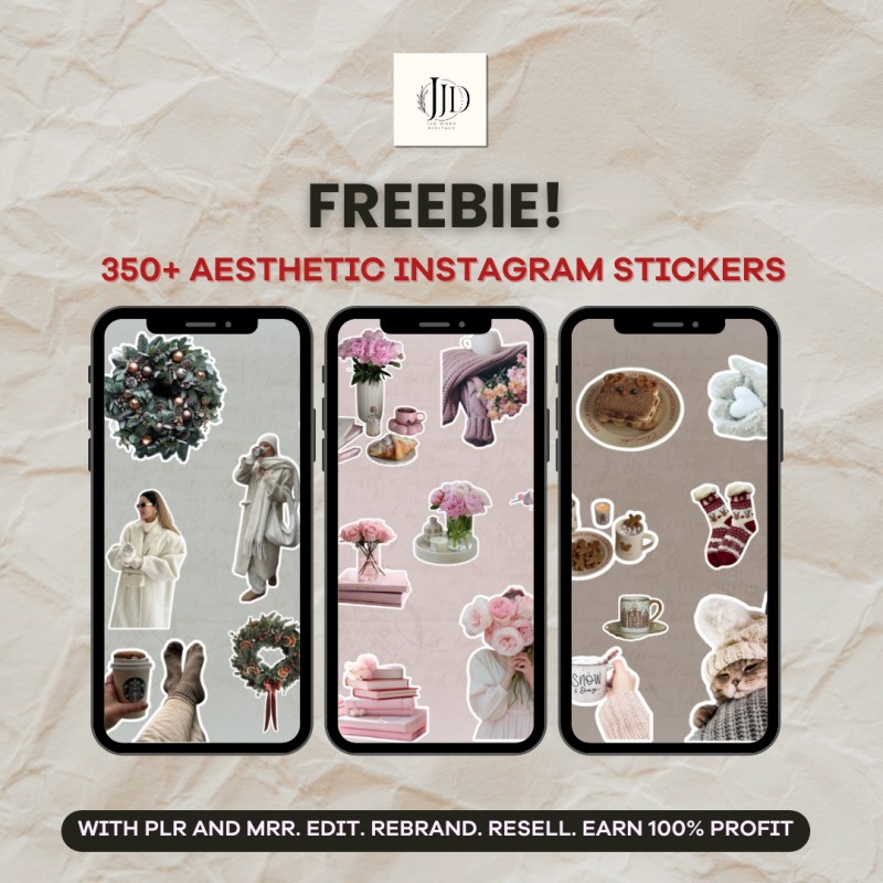 Instagram Faceless Marketing Course with FREE 350 Aesthetic Instagram Stickers with PLR and MRR