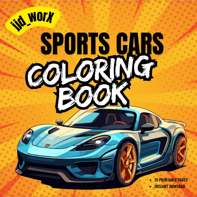 Sports Car Coloring Book - Car Enthusiasts Gift - Muscle Cars - Super Cars Coloring Pages - Instant Digital Download
