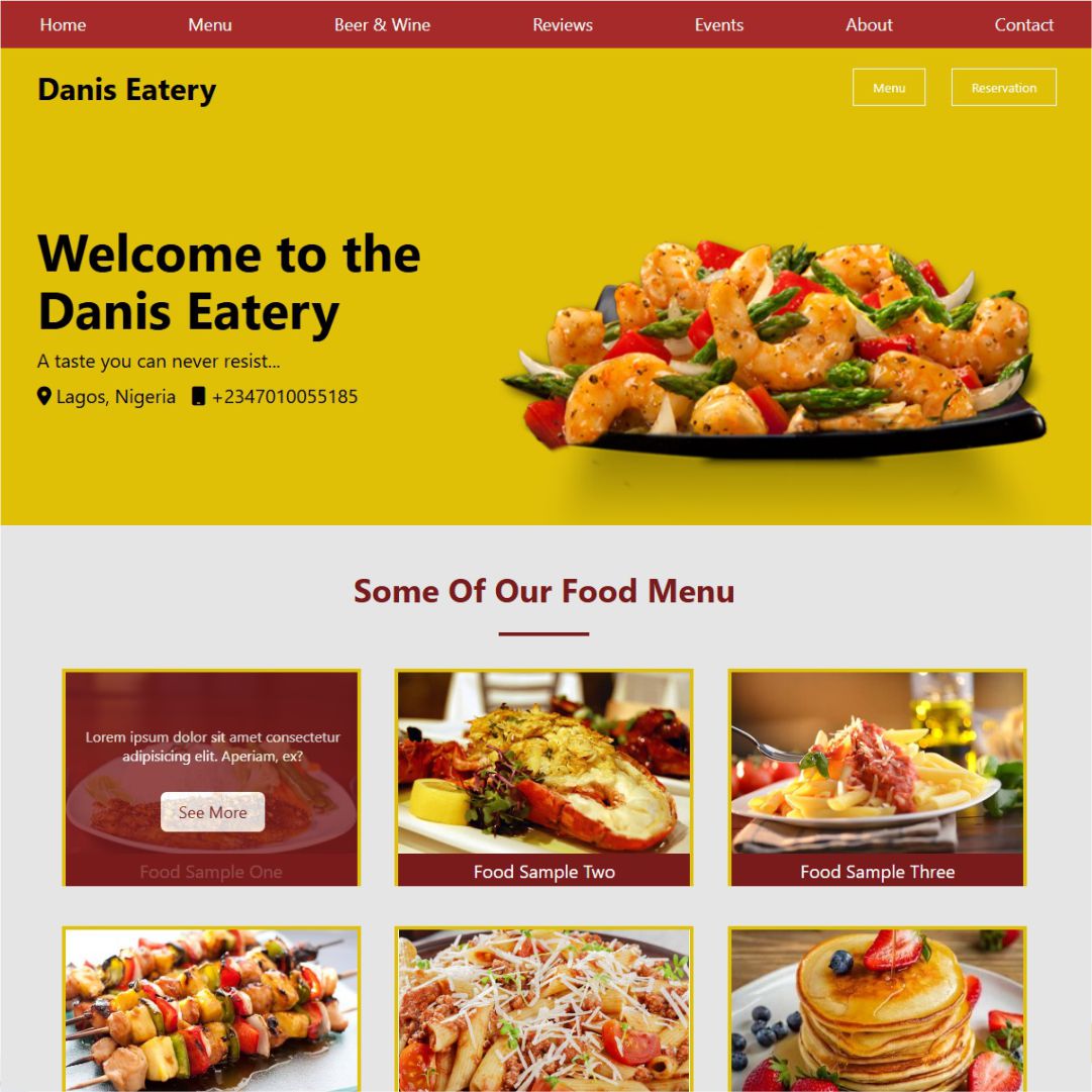 Full Source Code For Complete Responsive Eatery Website For All Devices