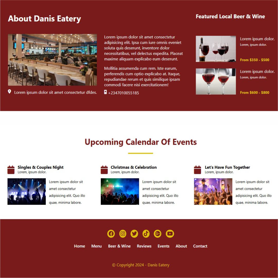 Full Source Code For Complete Responsive Eatery Website For All Devices