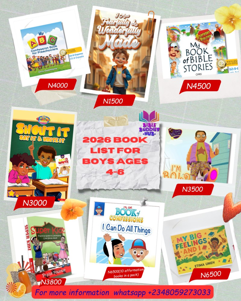 2026 LIST OF BOOKS FOR KIDS AGES 4-6 IN THE BIBLE CLUB (BOYS)