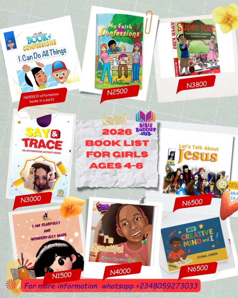 2026 LIST OF BOOKS FOR KIDS AGES 4-6 IN THE BIBLE CLUB (GIRLS)