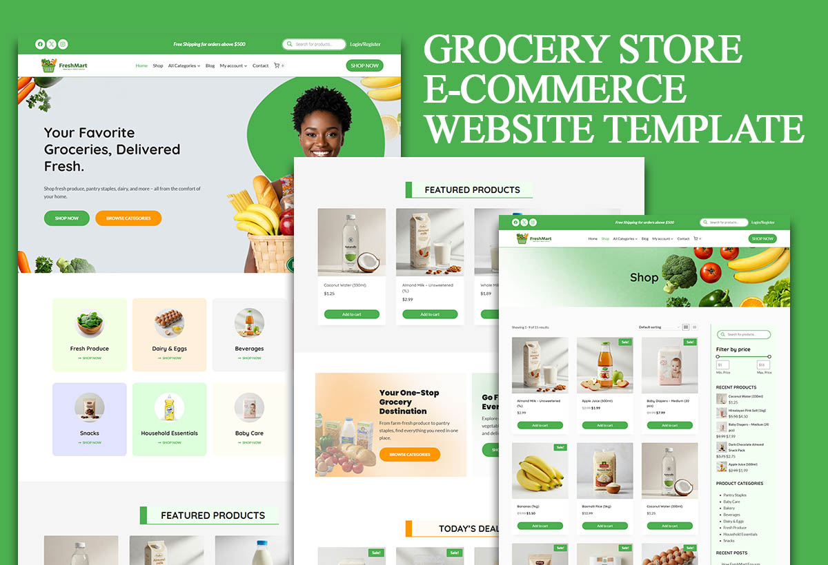 FreshMart Grocery Store – Elementor WooCommerce Template