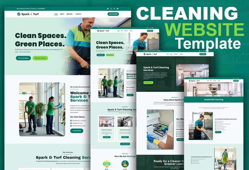 Spark & Turf – Elementor Cleaning Website Template