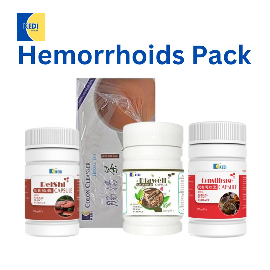 Hemorrhoid Herbal Treatment Pack - Reishi Capsule, Colon tea, Diawell