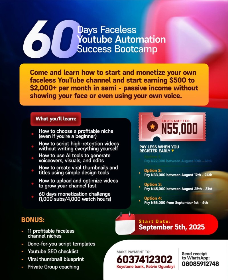 FACELESS YOUTUBE SUCCESS BOOTCAMP