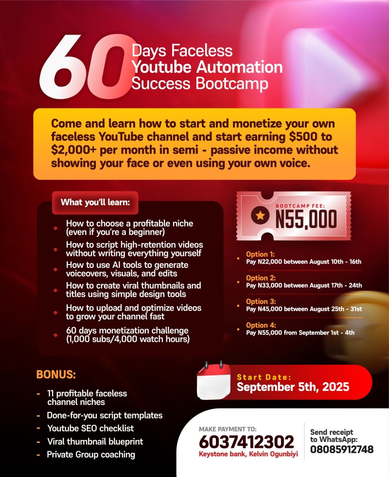 FACELESS YOUTUBE SUCCESS BOOTCAMP