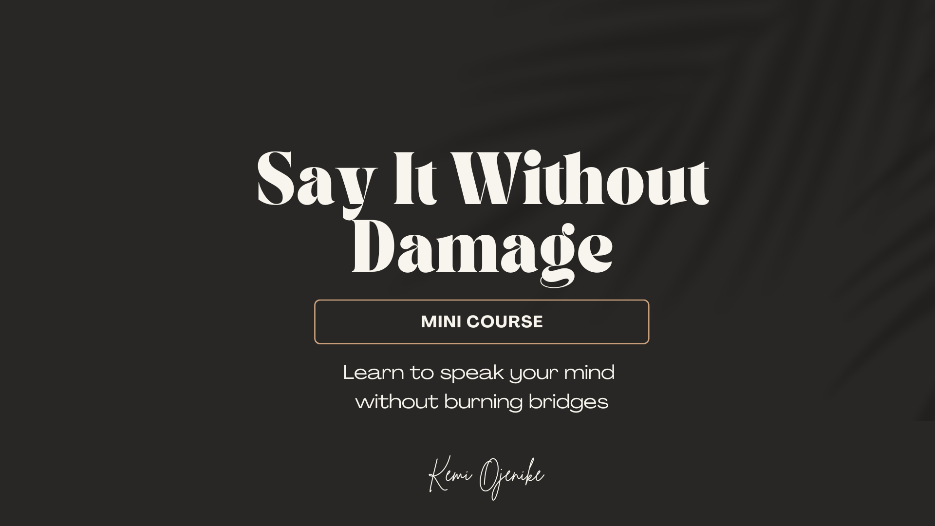 Say It Without Damage- Mini Course