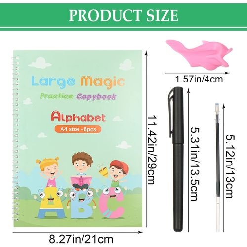 4pcs Magic Reusable Calligraphy Book with Pen – Handwriting & Learning Set for Kids