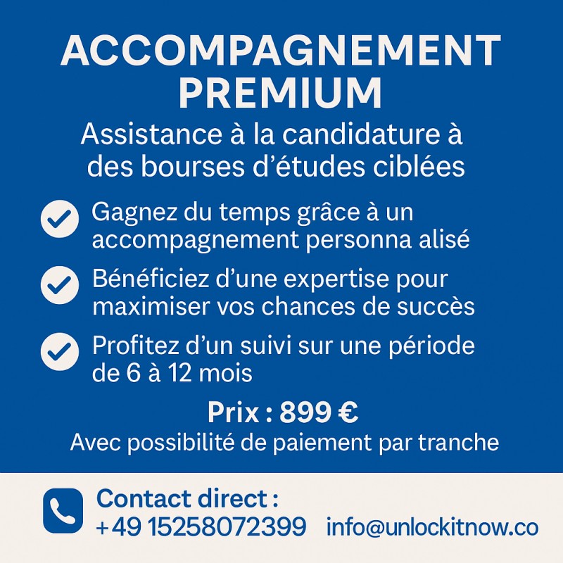 🎓 Pack Premium – Coaching Personnalisé pour Dossier de Bourses Internationales