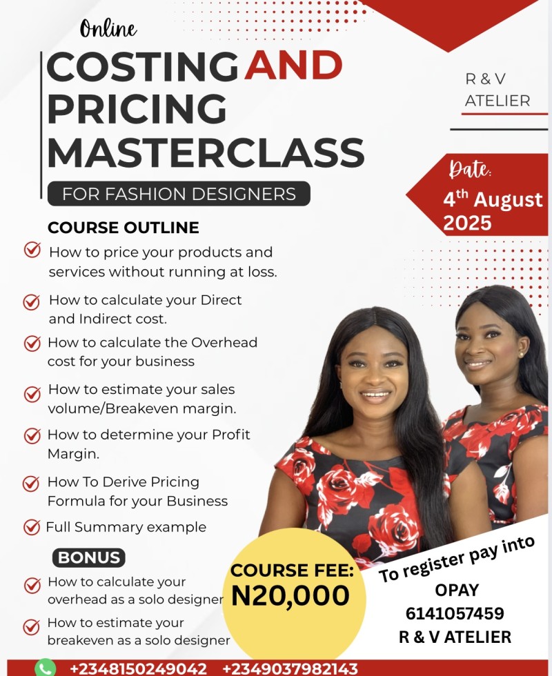 Costing and Pricing Masterclass for Fashion Designers