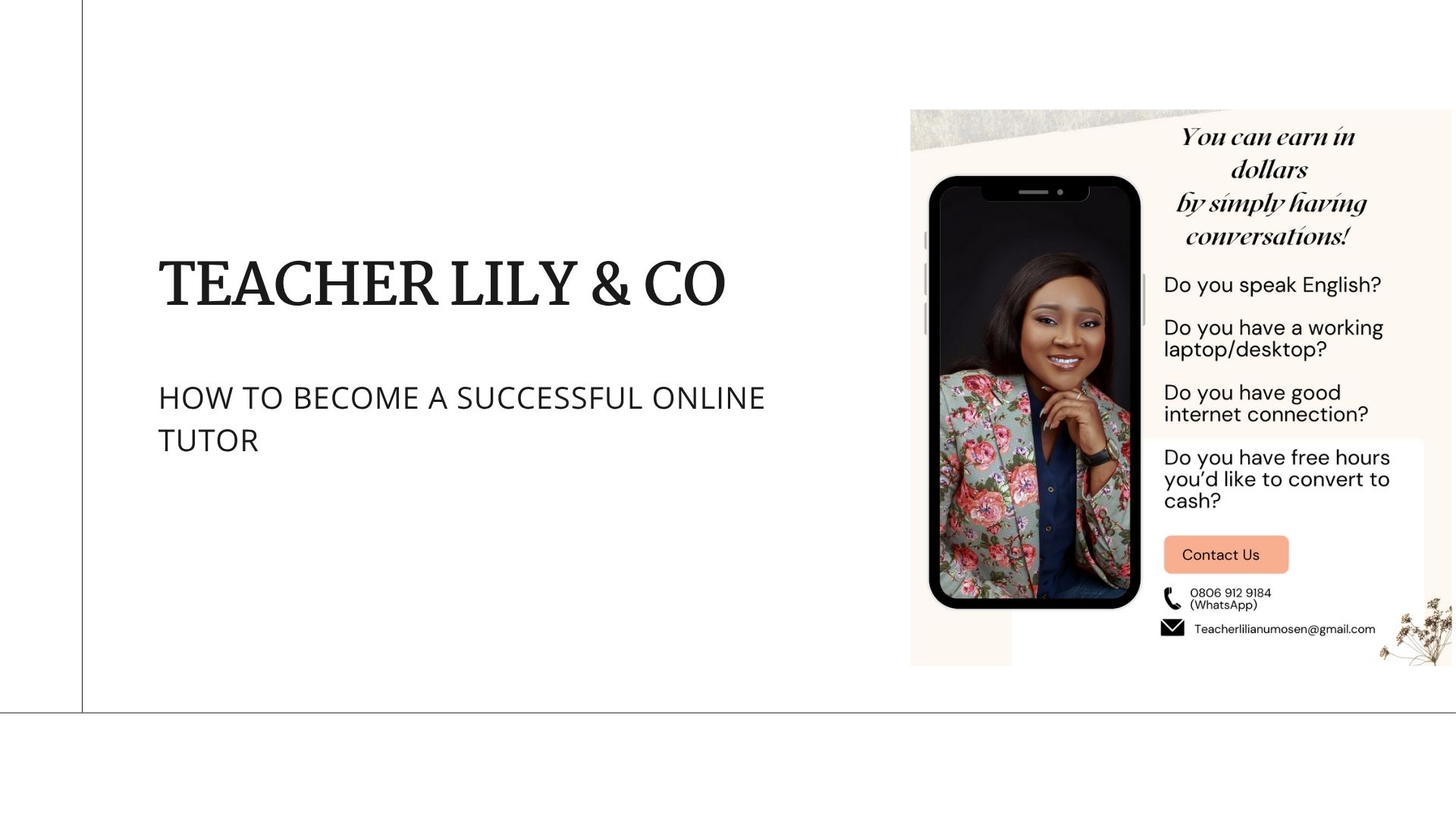 1- HOW TO BECOME A SUCCESSFUL ONLINE TUTOR