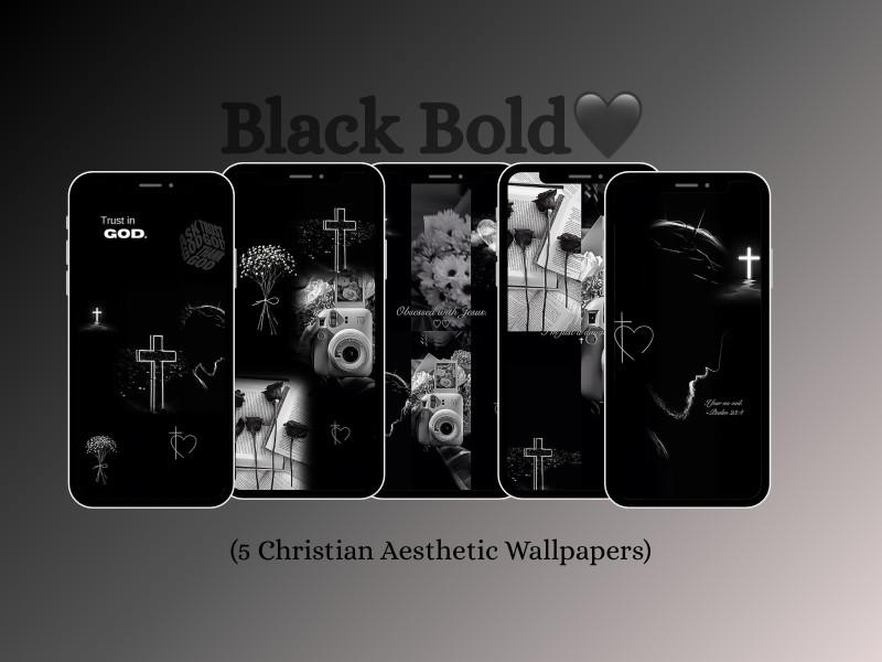 Black Bold Phone Wallpaper Bundle + Free 15 Daily Scriptural Affirmations🖤