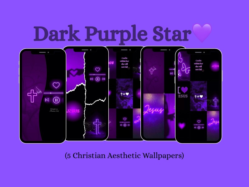 Dark Purple Star Phone Wallpaper Bundle + Free 15 Daily Scriptural Affirmations💜
