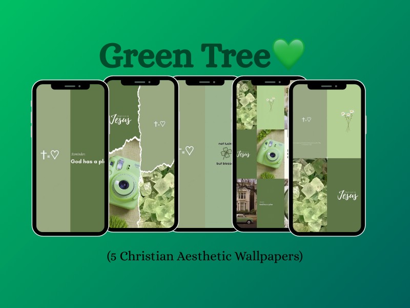 Green Tree Phone Wallpaper Bundle + Free 15 Daily Scriptural Affirmations💚