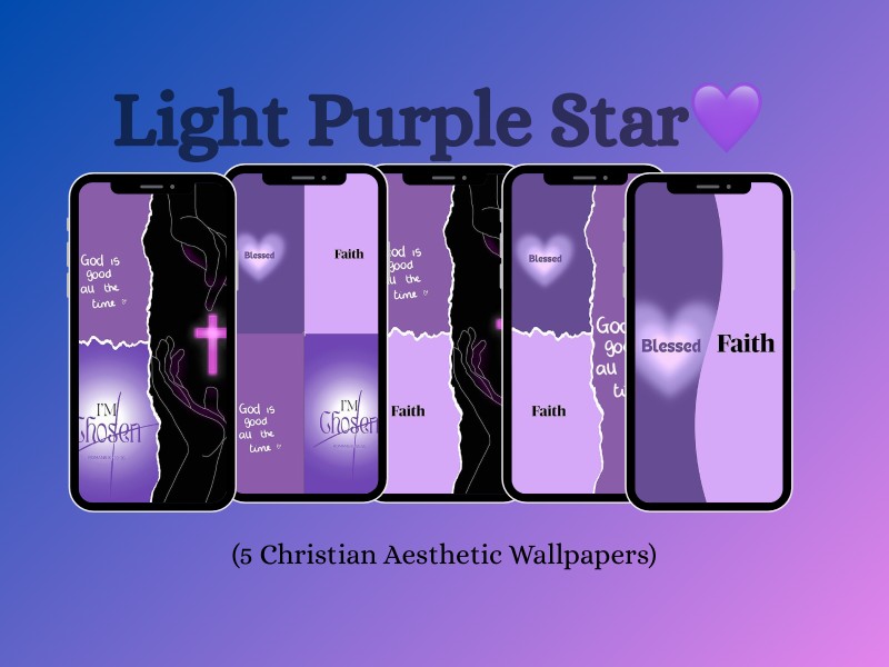 Light Purple Star Phone Wallpaper Bundle + Free 15 Daily Scriptural Affirmations💜