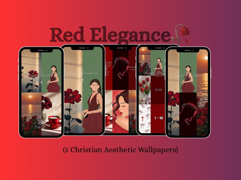 Red Elegance Phone Wallpaper Bundle + Free 15 Daily Scriptural Affirmations❤️