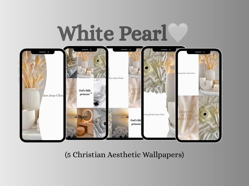 White Pearl Phone Wallpaper Bundle + Free 15 Daily Scriptural Affirmations🤍