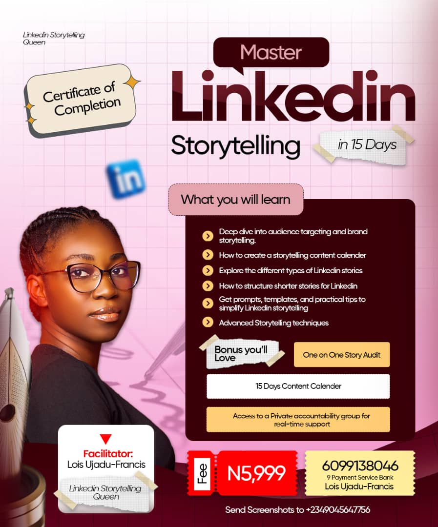 Buy Master LinkedIn Storytelling in 15 Days by Lois Ujadu-Francis on Selar