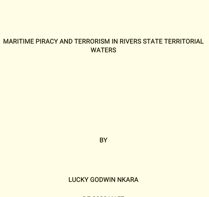 MARITIME PIRACY AND TERRORISM IN RIVERS STATE TERRITORIAL WATERS