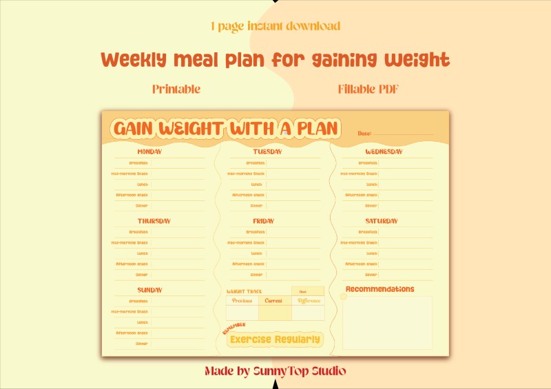 Weight Gain Meal Planner