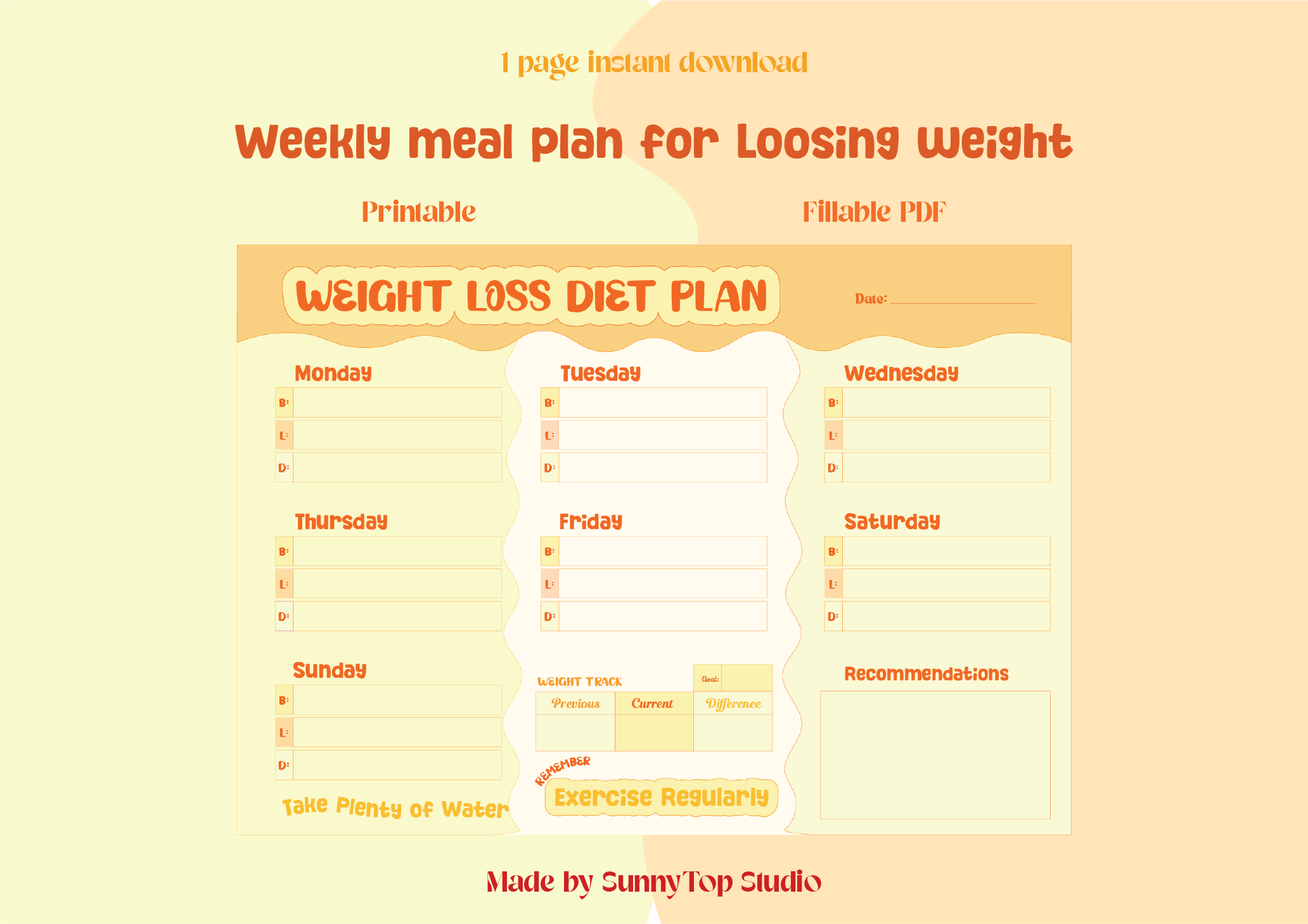 Weight Loss Diet Planner