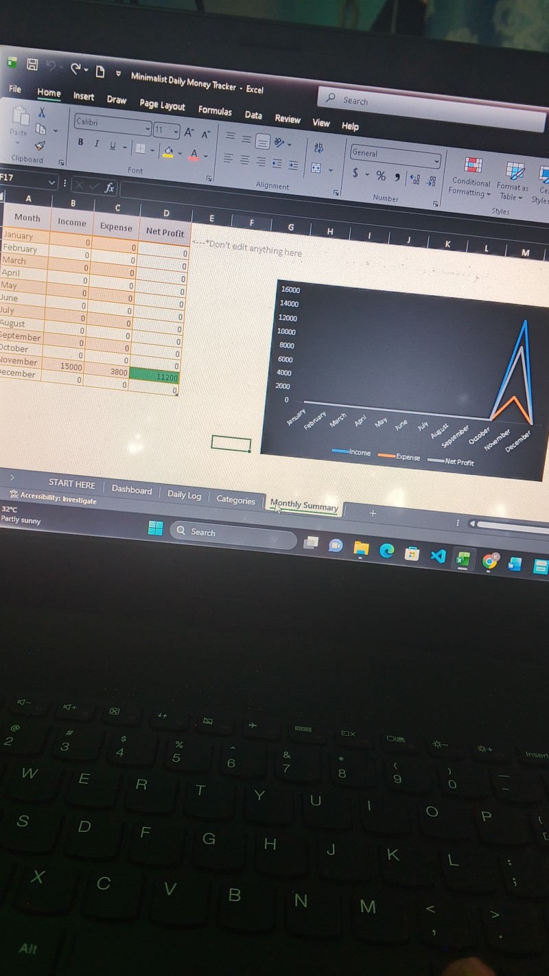 Minimalist Daily Money Tracker (Excel + Google Sheets)