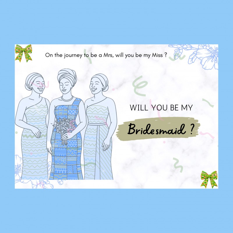 Blue kente Bridesmaids invite
